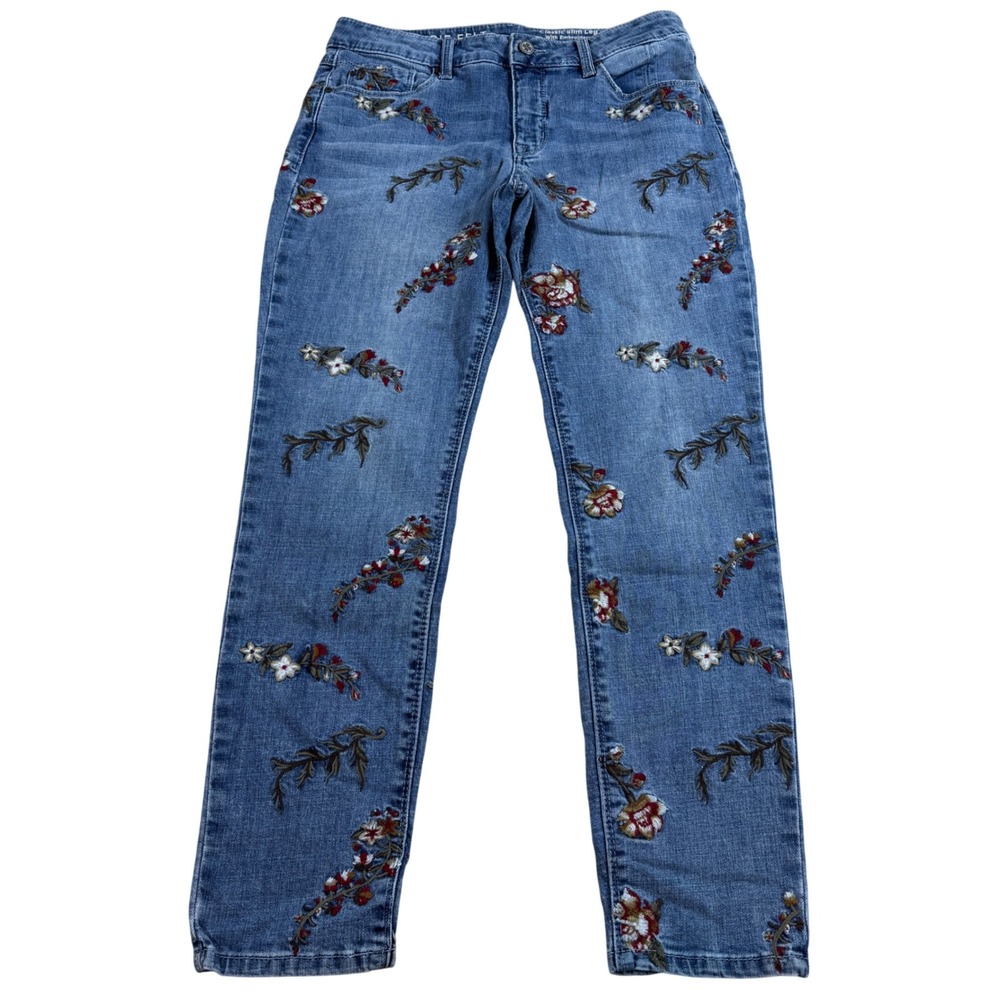Laurie Felt Embroidered Floral Boho Jeans Medium Wash Women's Size 4 Whimsica